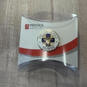 Prestige Medical RN Registered Nurse Pin Emblem Blue Cross Caduceus 7/8"